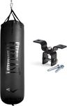 Everlast Elite Nevatear Heavy Bag - Dual-Hanging Strap System, Foam & Sand-Filled, Reinforced Straps - Ideal for Training, Boxing, Fight Sports, Fitness, Home Gym - 100LB - Black/Black