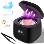 Kibatine Ultrasonic Retainer Cleaner Machine with LED Light 45KHz for Denture Aligner Retainer Mouth Guard Whitening Tray, Ultrasonic Denture Cleaner for All Dental Appliances, Jewelry Cleaner Black 200ML