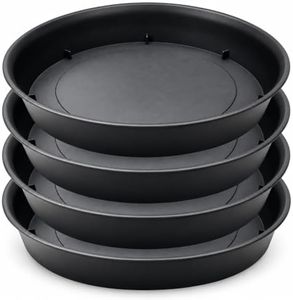 4 Pack 16 Inch Extra Deep Plant Saucers, Black Trays for Extra Large Pots