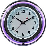 Trademark Global 99-1099PR Double Ring Neon Clock, 14-Inch, Purple Outer White Inner