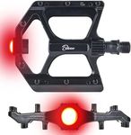 Bikeroo Light Up Bike Pedals - 4.3/5.2 Inch Flat Mountain Bike Pedals - Aluminum Alloy & Steel LED Light Up Bicycle Pedals for MTB, Road, BMX Bike﻿