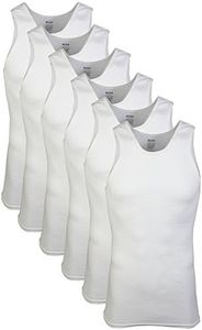 Gildan Men's A-Shirt Tanks, Multipack, Style G1104, White (6-Pack), Small