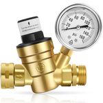 AXOCRAK RV Water Pressure Regulator with Gauge, Adjustable Brass Lead-free Water Pressure Regulator for RV Camper, RV Pressure Regulator Water, Water Pressure Regulator for RV Camper, Travel Trailer