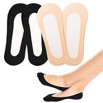 LECTNORE 4Pairs No Show Socks Women Low Cut Socks Invisible Ultra Low Cut Boat Socks Non-Slip Socks with Silicone Strips for Sneaker High-heel Shoes Loafer Black and natural