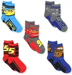 Disney Cars 3 Boys Toddler 5 pack Crew Socks (Shoe: 7-10 (Sock: 4-6), Grey/Multi Crew)