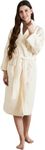 SENSES By Riba Plush Soft Terry Cotton Unisex Bathrobe/Bathing Gown with Shawl Collar for Women and Men. Lightweight, Highly Absorbent Luxurious(Ivory, Medium)