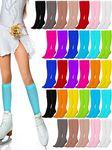 Liitrsh 30 Pairs Ice Skating Socks Figure Skating Socks Roller Knee Skate Socks High Tight Dance Socks Girls Women, Bright Color, One size