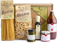 Bellina 6 Piece Deluxe Vegan Italian Gift Basket With 2 Organic Pasta, Pesto, Tomato Sauce, Extra Virgin Olive Oil, & Dried Cherry Tomatoes - Gourmet Pasta Gift Basket for Women & Men, Gift from Italy