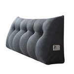 WANKEI Triangular Headboard Pillow,Large Wedge Pillow Decorative Body Throw Pillows Bed Backrest Reading Bolster Lumbar Cushion for Sofa Bed with Removable Cover,Black-King-71(L)x7.8(W)x19.7(H)inch