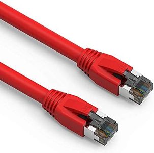 Nippon Labs Cat 8 Ethernet Cable 0.5 feet – Red| 2GHz, 40G, 24AWG, S/FTP – Shielded Latest 40Gbps 2000Mhz SFTP Patch Cord, Heavy Duty High Speed Cat8 LAN Network RJ45 Cable- in Wall, Outdoor