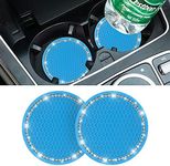 Car Bling Cup Holder Coaster, 2 Pack 2.75 Inch Crystal Rhinestone Car Cup Holder Insert Coaster,Universal for Cars, Vehicles, SUVs, Car Interior Accessories (Blue)