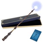 Light Up Wizard Magic Wand Rechargeable Illuminating Toy for Kids Cosplay Costume Accessories Witch Collection with Spellbook and Gift Box (Hive)