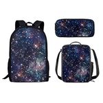 Coloranimal Galaxy School Backpack Girls Children Backpack Set of 3，Teenager Shoulder Rucksack Travel Bag with Lunch Pack Pencil Case