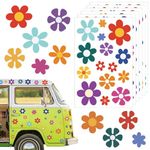 SamHeng 96 Pcs Daisy Flower Stickers, Multi-Size Decorative Car Body Decals, Multipurpose Self-Adhesive Colorful Floral Stickers for Bedroom Nursery Window Home Flower Graffiti Wall Stickers Decor