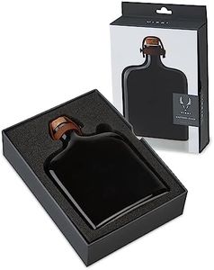 Viski Nautilus Black Vintage Style Ceramic Cork-8.5oz Capacity Hip Flask Set of 1