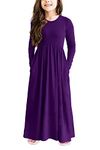 storeofbaby Purple Dress for Girls with Pocket Long Sleeve Empire Waist Maxi
