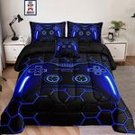 6 Pieces Bed in a Bag for Boys Bedding Sets Full Size,Gamer Comforter Sets for Boys Kids, Gaming Comforter Set for Boys Room Decor with Flat Sheet,Fitted Sheet,Pillowcase,Cushion Cover