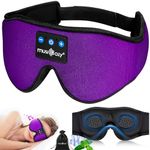 MUSICOZY Bluetooth Sleep Mask,Upgraded 3D Sleep Headphones Eye Mask with Headphones for Men & Women,Wireless Music Sleep Mask Sleeping Headphones for Travel/Nap/Yoga/Meditation/Night (Purple)