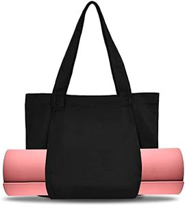ZUOLUN Yoga Bag, Black Yoga Mat Bag, Multi-Functional Canvas Yoga Bag with Mat Carrier Pocket, Yoga Mat Tote Bag, Carryall Shoulder Bag for Women and Men Workout, Pilates, Office Workout, Travel, Gym
