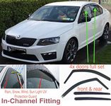 AC WOW 4x Wind Deflectors Compatible with Skoda Octavia Mk3 (5E) 4-door Sedan 2012 2013 2014 2015 2016 2017 2018 2019 2020 Acrylic Glass PMMA Visors Rain Snow Sun Weather Shields Guards