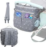 Enovoe Stroller Organizer Bag - Rectangular Removable Bag w/ Spacious Pockets - Grey Oxford Waterproof Fabric w/ White Stars - Easy Installation - 2-in-1 Stroller Baby Diaper Bag - Grey