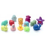Amazon Brand - Jam & Honey Baby Bath Toy Set of 13 for Toddlers I Colorful Combo of sea, Domestic and Wild Animals I Floating Chuchu Toys (Multicolor)