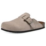 WHITE MOUNTAIN Bari Signature Comfort-Molded Footbed Clog, Taupe/Suede, 5 US Big Kid