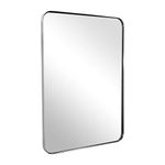 Andy Star Chrome Mirror for Bathroom, 22"x30" Metal Frame Chrome Wall Mirror with Rounded Corner, Modern Rectangle Bathroom Vanity Mirror（Polish Finish）