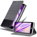 cadorabo Book Case works with LG X SCREEN in GREY BLACK - with Magnetic Closure, Stand Function and Card Slot - Wallet Etui Cover Pouch PU Leather Flip