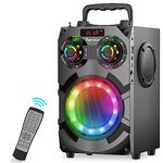 Bluetooth Speakers, 60W Loud Wireless Stereo Speaker with Subwoofer Deep Bass, Bluetooth 5.0, FM Radio, Colorful Lights, 8000mAh Battery, Portable Karaoke Machine Speaker for Home Party Garden Gifts