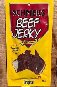 SCHMEKS Original Beef Jerky, 20 x 20g Snack Packs, UNBEATABLE Flavour, 12g Protein, Low Carb Beef Jerkey, Made in Australia, Long Shelf Life