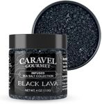 Hawaiian Style Black Lava Sea Salt - All-Natural Unrefined Hawaiian Sea Salt Infused with Activated Charcoal - Gorgeous Finishing Salt - No Gluten, No MSG, Non-GMO - 4 oz Jar - Caravel Gourmet