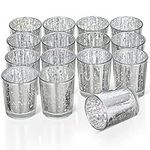 THE TWIDDLERS - 30 Candle Holders Silver & Red Speckled Glass Tea Light Holder - Home Decoration, Table Centerpiece, Kitchen Accessory - 5 x 6cm (30, Silver)
