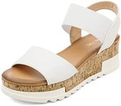 DREAM PAIRS Womens Open Toe Strap Casual Flatform Platform Wedges Sandals,Size 8,White,REED-2