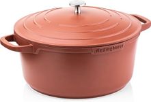 Westinghouse Performance Series 28 cm Orange Casserole Dish with Lid – Lightweight Cast Aluminium Pot | Hob to Oven, Induction & All Stovetops | Oven Safe with Handle Covers | Versatile Cooking Essential