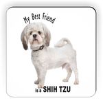 Rikki Knight My Best Friend is a Shih Tzu Dog Design Square Fridge Magnet, White