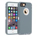 smartelf Case for iPhone 6 Plus/6s Plus Heavy Duty With Built-in Screen Protector Shockproof Dust Drop Proof Protective Cover Hard Shell for Apple iPhone 6+/6s+ 5.5 inch-Grey/White