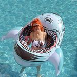 ROUSKY Inflatable Shark Float,Ride on Pool Party Lounge Toys for Kids Adults,Giant Inflatable Swimming Ring Swimming Pool Float Summer Water Fun Shark Floaties (DSY-R325)