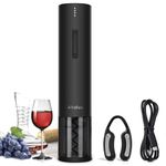 Ataller Rechargeable Electric Wine Bottle Openers, Cordless Automatic Wine Corkscrews Opener with Foil Cutter and USB Charging Cable, Black