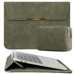 TOWOOZ 13-14 Inch Laptop Sleeve Case Compatible with 2016-2020 MacBook Air/MacBook Pro 13-13.3 inch / 2021 MacBook Pro 14inch A2442 / Dell XPS 13/ Surface Pro X, Faux Suede (13-13.3, Olive Green)