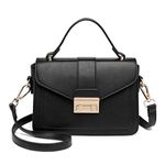 Miss Lulu Women Top Handle Bag Handbags Pu Leather Shoulder Bag Elegant Modern For Work Shopping Travel Small (Black-1)