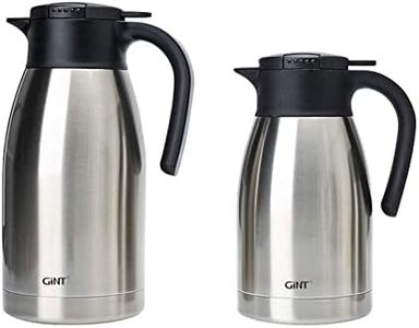 GiNT 2 Pack 51Oz + 64 Oz Thermal Coffee Carafe Stainless Steel Double Walled Vacuum Insulated Coffee Carafes For Keeping Hot 12 Hour (Silver 1.5L+1.9L))