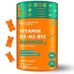 Carbamide Forte Vitamin D3 with Vitamin K2 MK7 & Vitamin B12 Gummies for Men, Women & Kids | Mango Flavoured - 60 Gummies