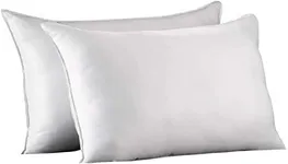 Ella Jayne Home Standard Size Bed Pillows- 2 Pack White Hotel Pillows- Gel Fiber Filled FIRM Gel Pillows with Hypoallergenic Classic Cover- Best Pillow For Side Sleepers & Back Sleepers