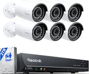 REOLINK 8CH 5MP Home Security Camera System, 6pcs Wired Outdoor PoE IP Cameras with Person/Vehicle/Pet Detection, 4K/8MP 8CH NVR with 2TB HDD for 24-7 Recording, RLK8-410B6-5MP