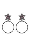 Estele Black Rhodium Plated Star Hoops Earrings for Women, Girls