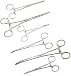 SE Ultimate 6-Piece Hemostat Set - Stainless Steel, Straight and Curved Forceps for Crafts, Fishing Lines, Sewing, Doll Making, Hobbies - HEMO-SET-6