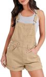 ANRABESS Overalls for Women Summer Casual Loose Fit Adjustable Shorts Denim Overall Rompers Bib Jeans Shortalls Outfits Khaki XX-Large