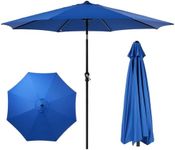 Sweetcrispy 9FT Patio Umbrella with Push Button Tilt and Crank, Outdoor Umbrella, Pool Umbrella with 8 Sturdy Ribs for Market, Terrace, Beach, Outdoor Restaurant (Navy Blue)