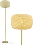 Brightech Rowan Elegant Floor Lamp – Modern Unique Thread Shade Matches Boho, and Mid-Century Décor – Free Standing LED Light for Living Rooms and Bedrooms – Tall Indoor Lamp Gets Compliments - Brass